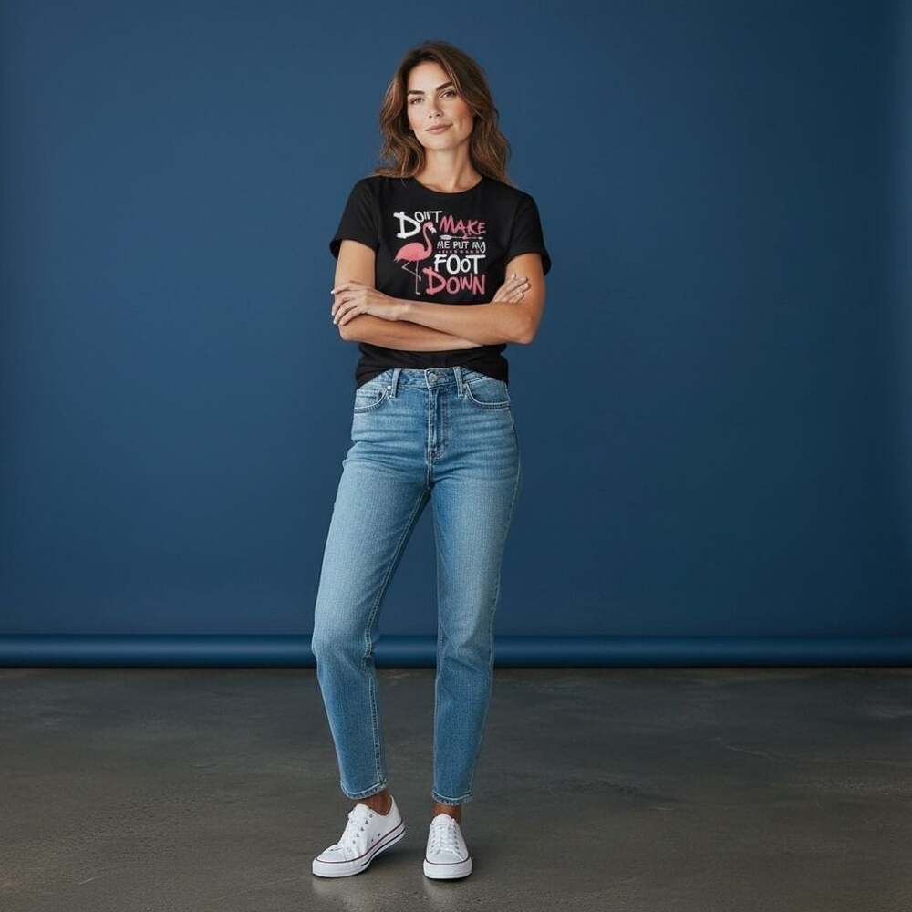 PRICE IS FIRM - Flamingo Graphic Tee - "Don't Make Me Put My Foot Down" Shirt - Picture 4 of 4